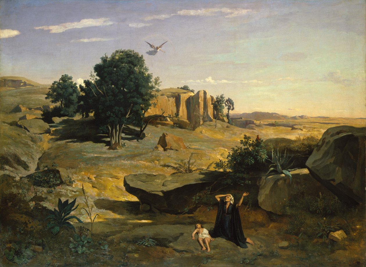 Hagar i ørkenen af Jean Baptiste Camille Corot