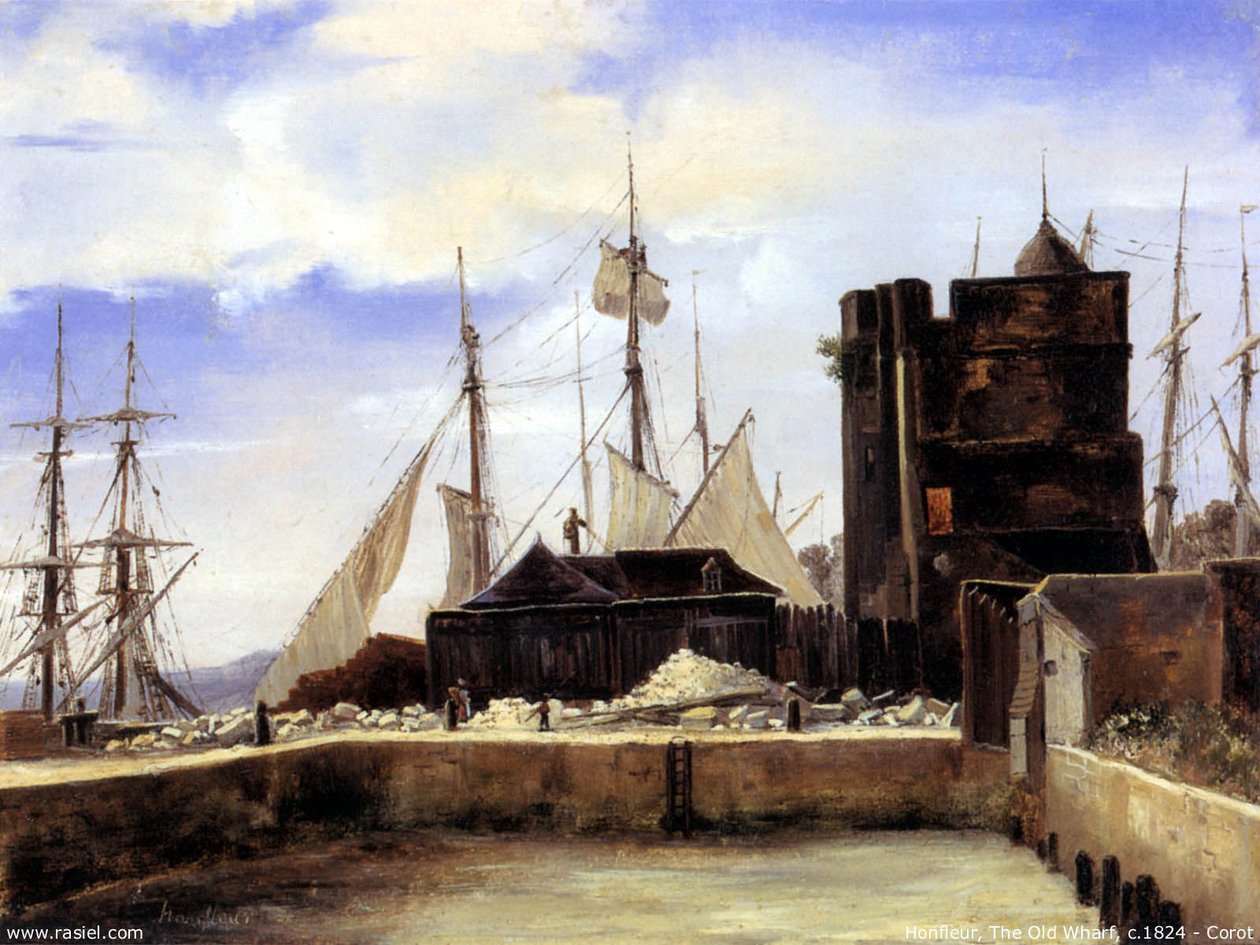 Honfleur, den gamle havn af Jean Baptiste Camille Corot