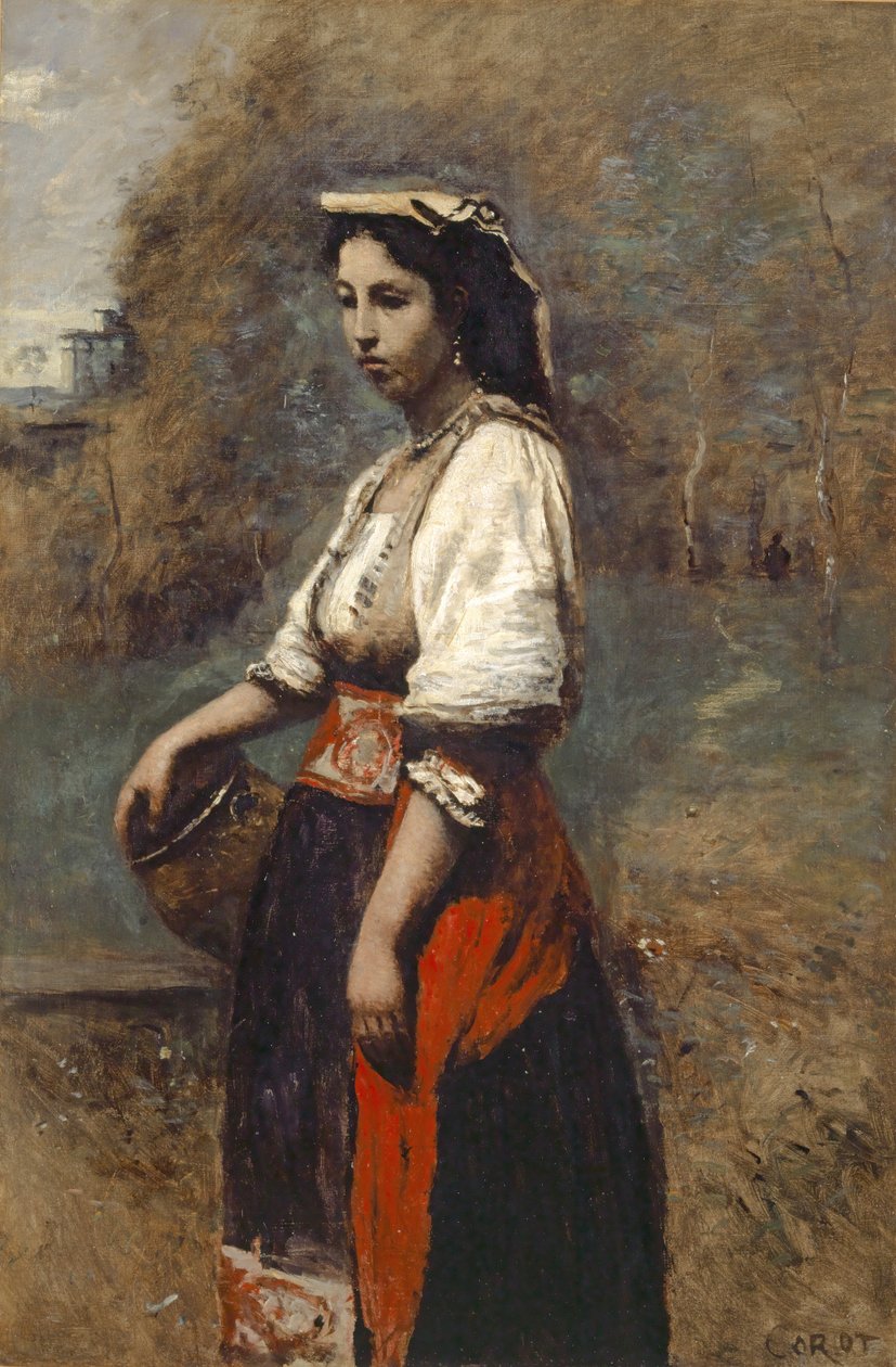 Italiensk ved springvandet af Jean Baptiste Camille Corot
