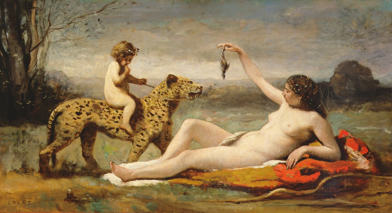 La bacchante a la panthere, 1855-60 af Jean Baptiste Camille Corot