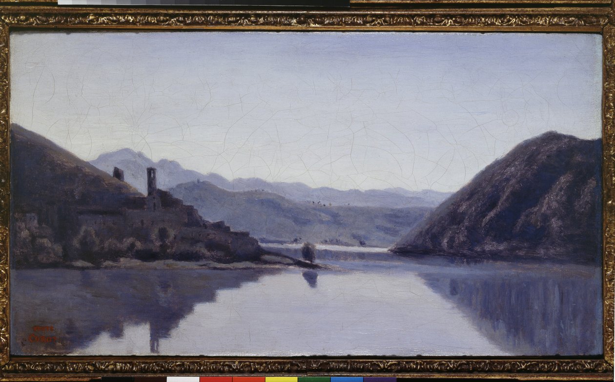 Piediluco-søen, Umbrien, 1800-tallet af Jean Baptiste Camille Corot
