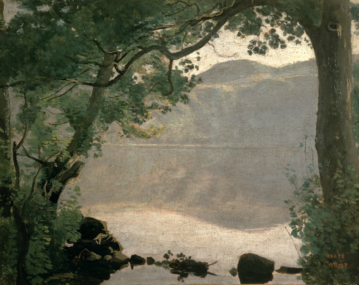 Nemi-søen, 1843 af Jean Baptiste Camille Corot
