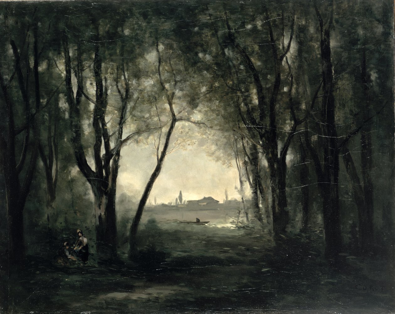 Landskab med en sø, 1860-73 af Jean Baptiste Camille Corot