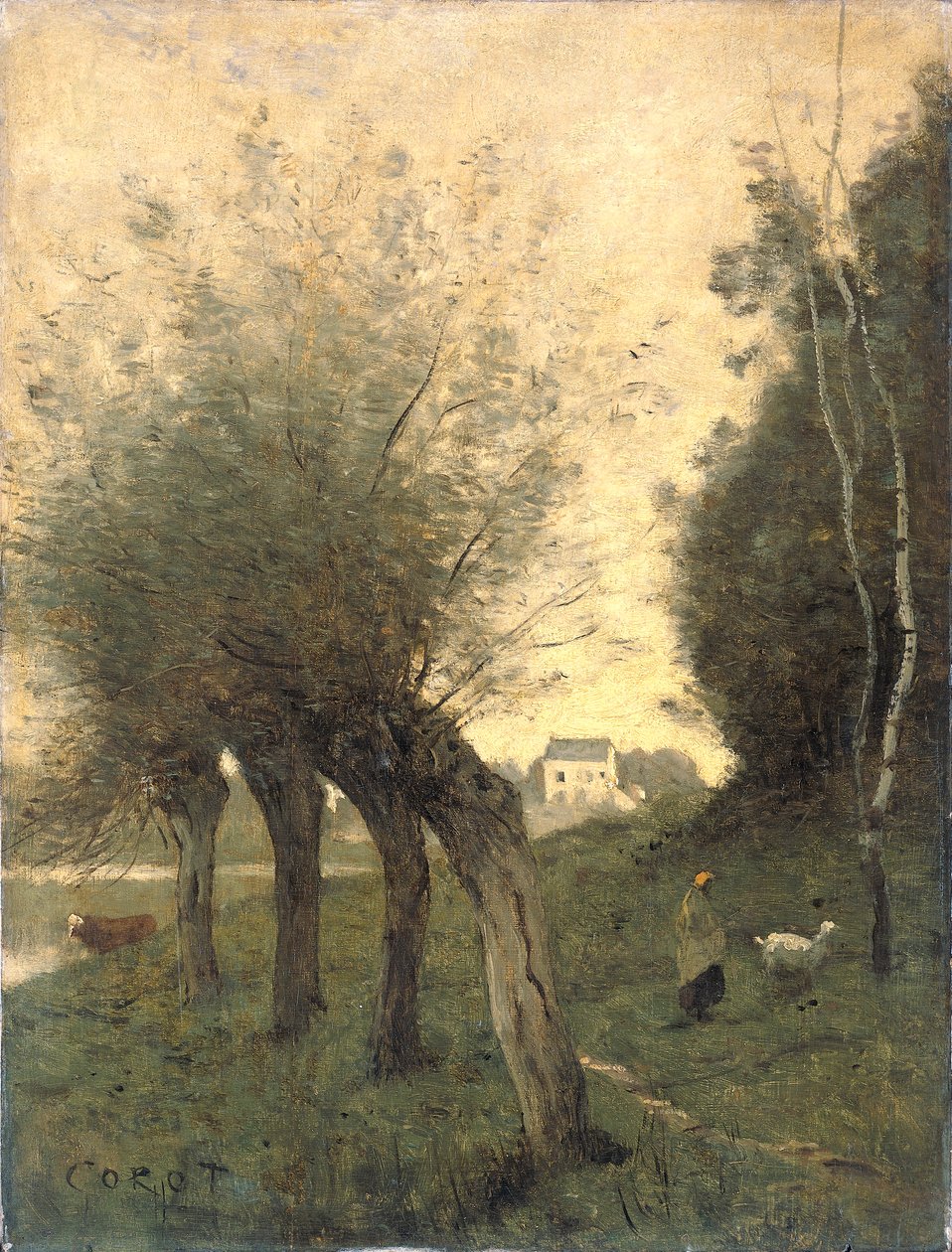 Landskab med pollard-pil af Jean Baptiste Camille Corot