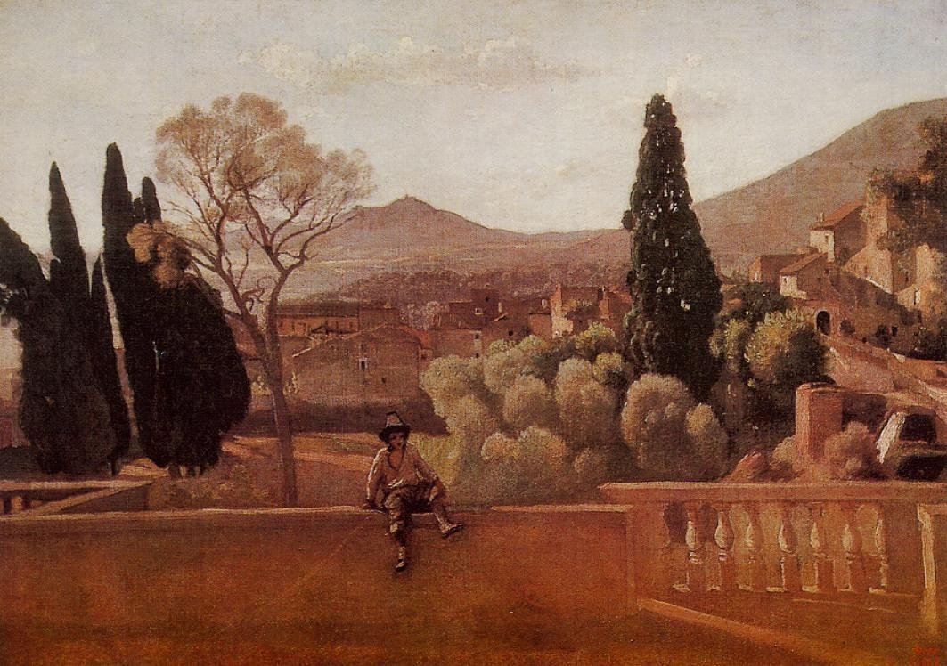 Villa dEste-haverne i Tivoli af Jean Baptiste Camille Corot