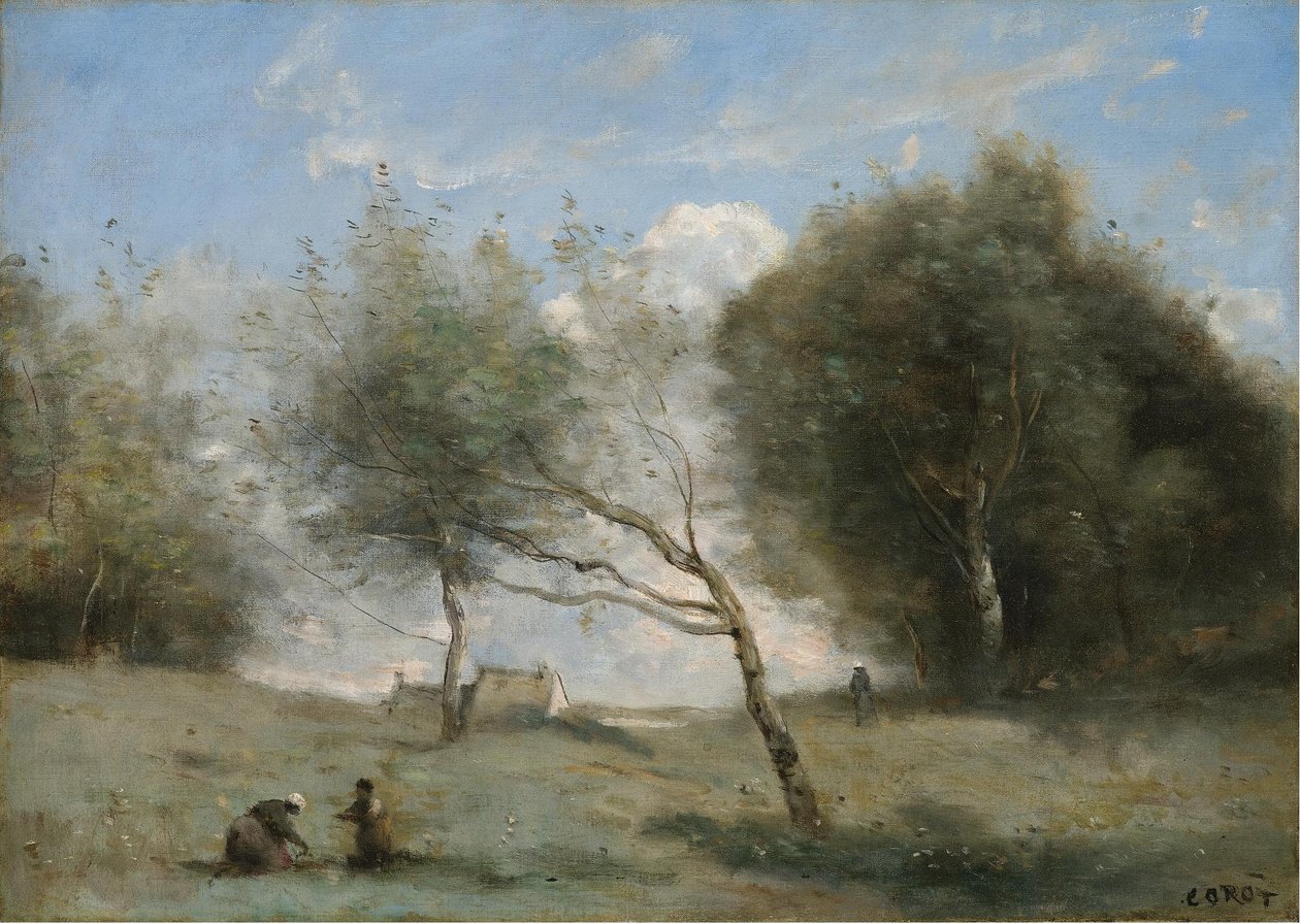 Engene på den lille gård af Jean Baptiste Camille Corot