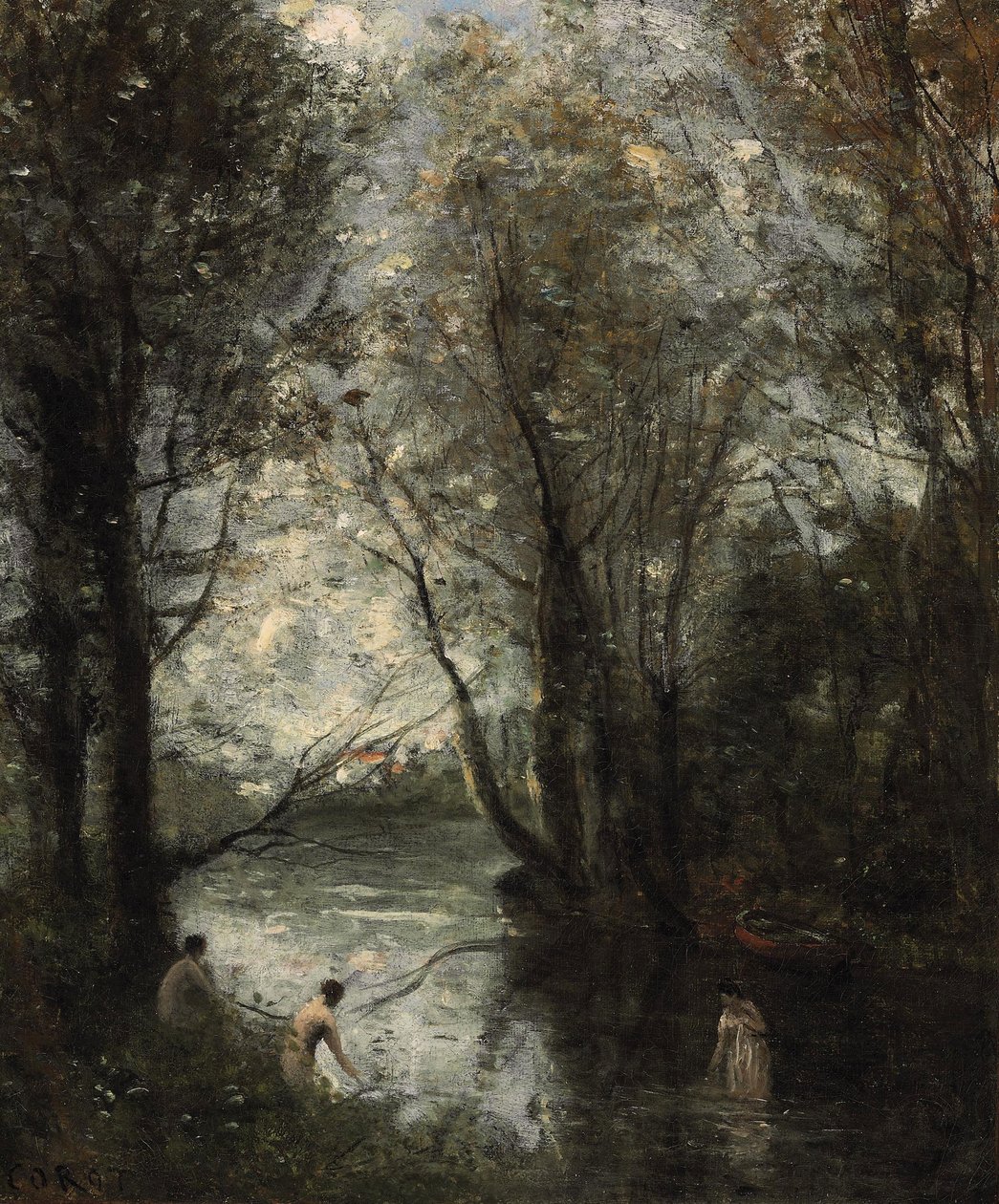 De tre badende af Jean Baptiste Camille Corot