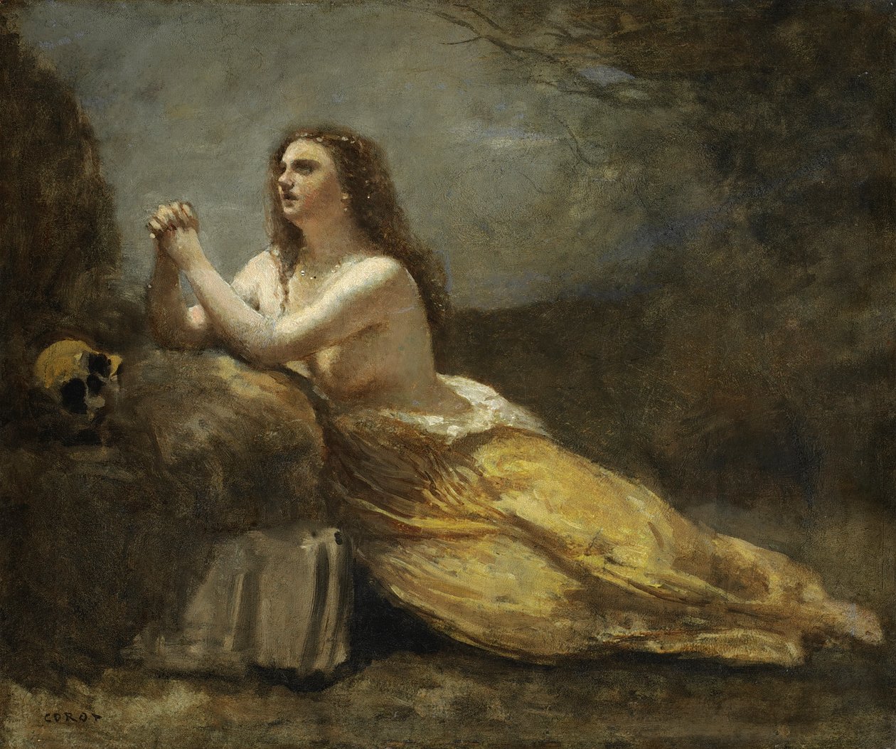 Magdalene under bøn af Jean Baptiste Camille Corot
