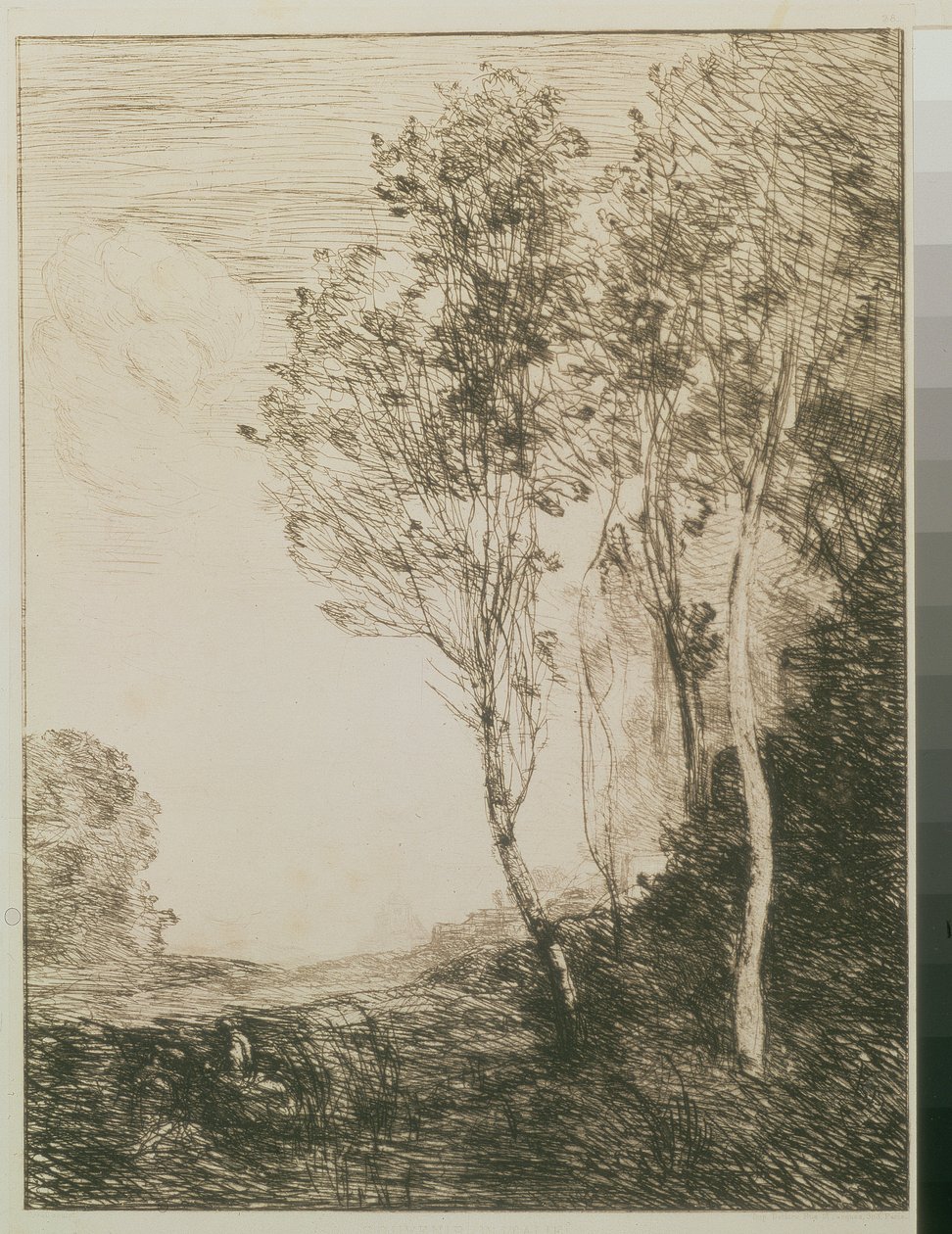 Minde om Italien, 1863 (drypoint) af Jean Baptiste Camille Corot