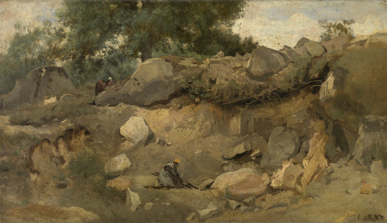 Chaise-Marie stenmine i Fontainebleau af Jean Baptiste Camille Corot