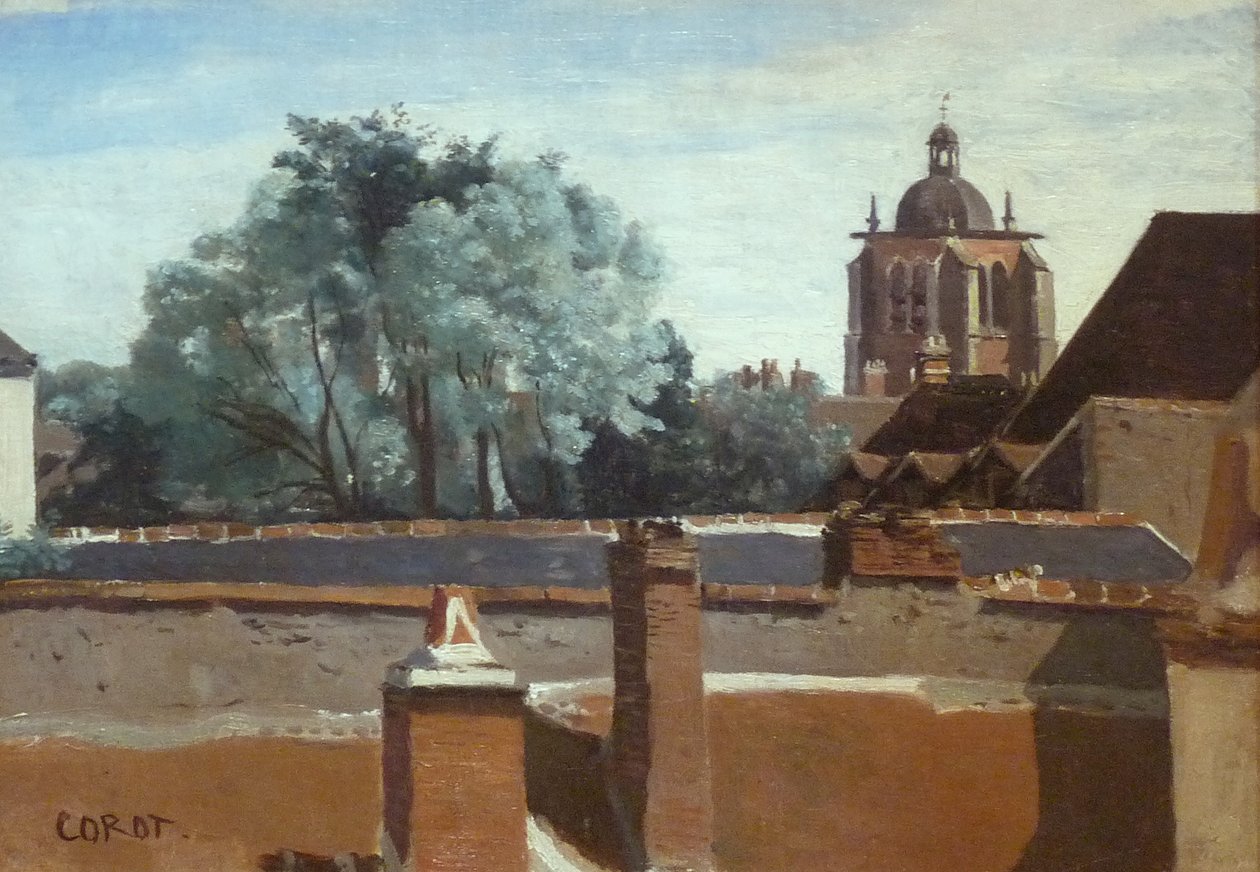 Orleans, udsigt til Sainte-Paterne-tårnet fra et vindue af Jean Baptiste Camille Corot