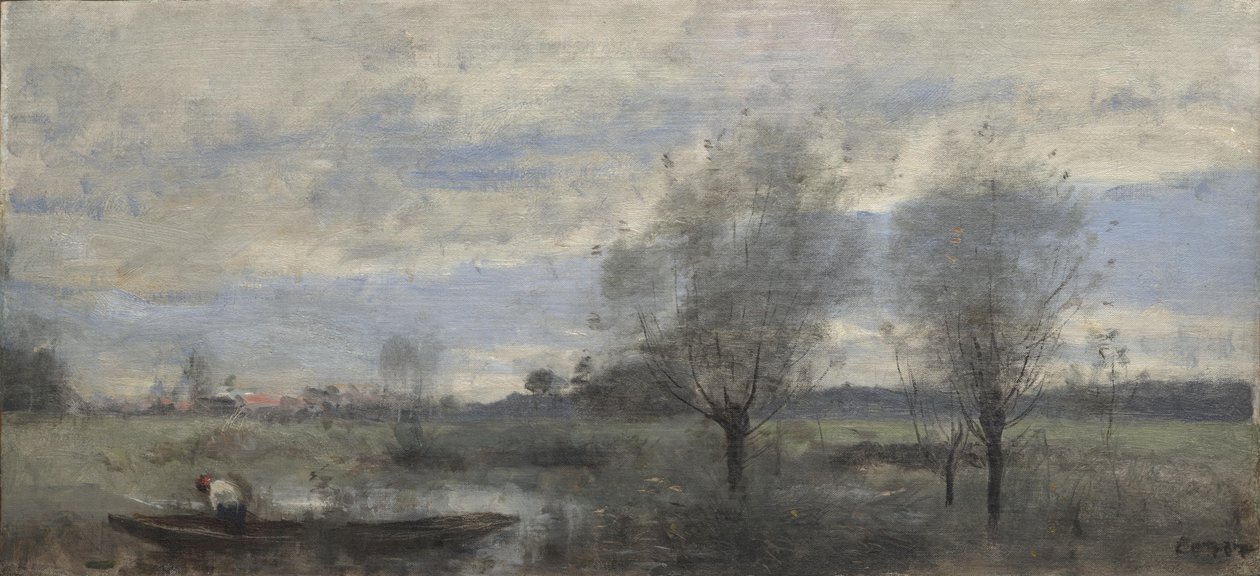 Palluel, sejlsportsmand i marsklandet af Jean Baptiste Camille Corot