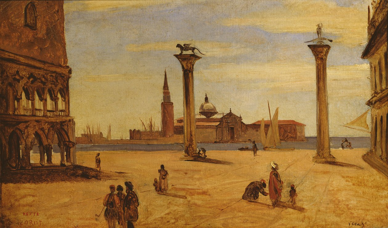 Piazzetta di San Marco, Venedig, 1828-34 af Jean Baptiste Camille Corot
