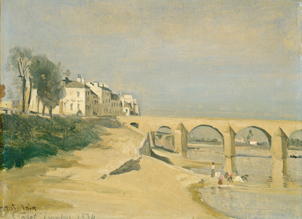 Broen over Saône ved Mâcon af Jean Baptiste Camille Corot