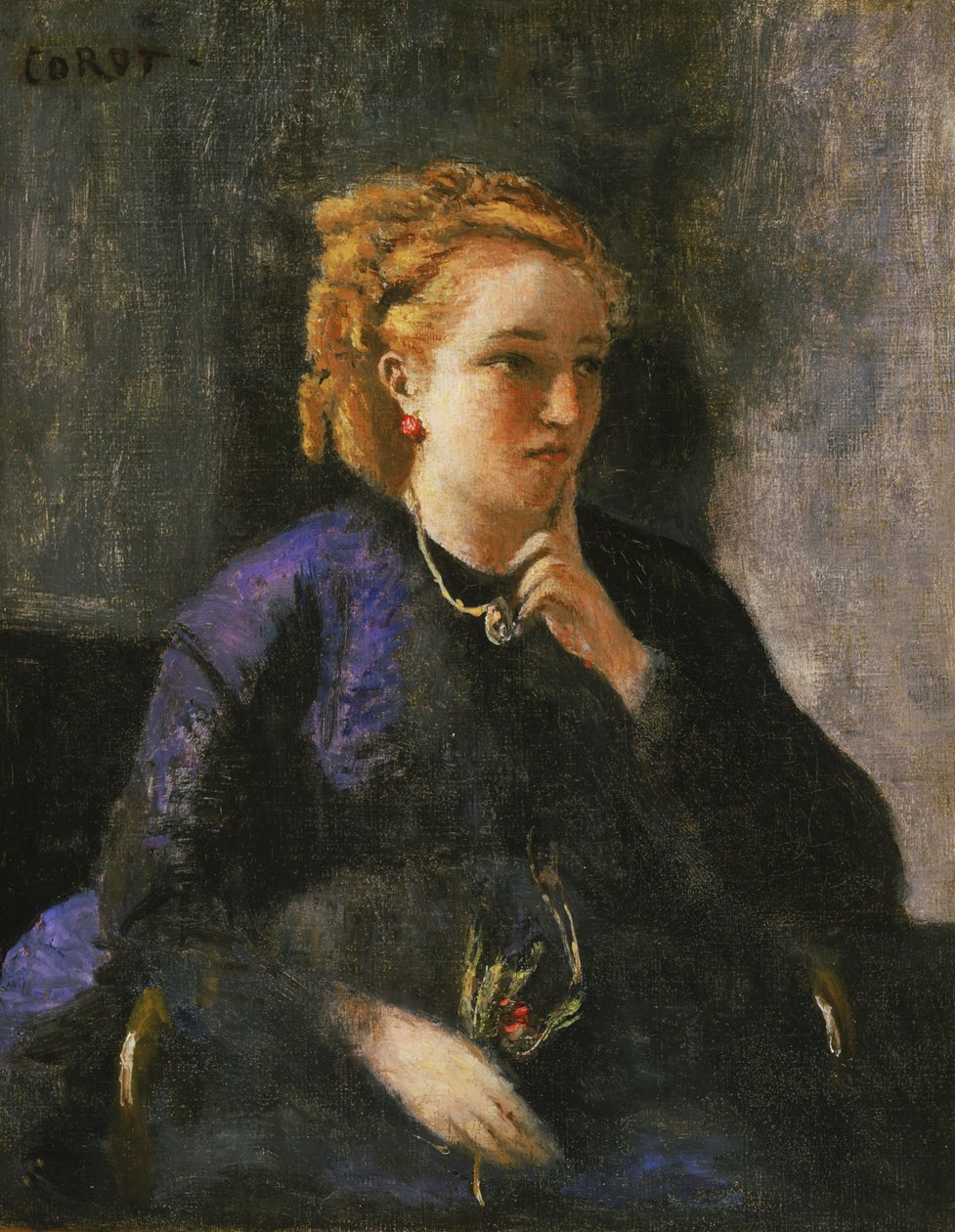 Portræt af en kvinde af Jean Baptiste Camille Corot