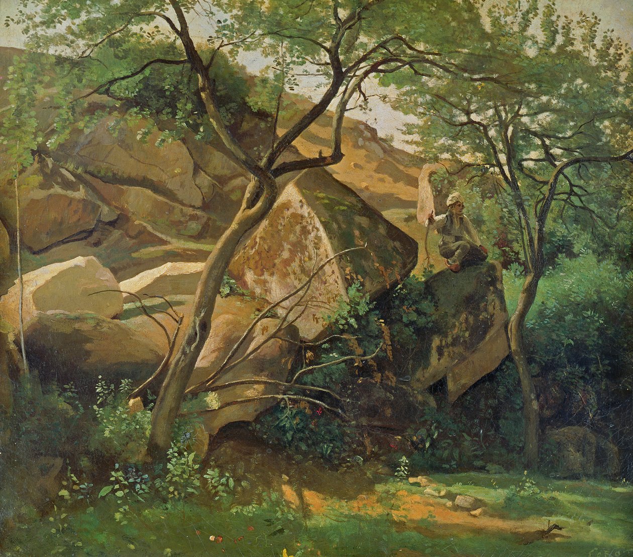 Klipper ved Fontainebleau, 1842 af Jean Baptiste Camille Corot
