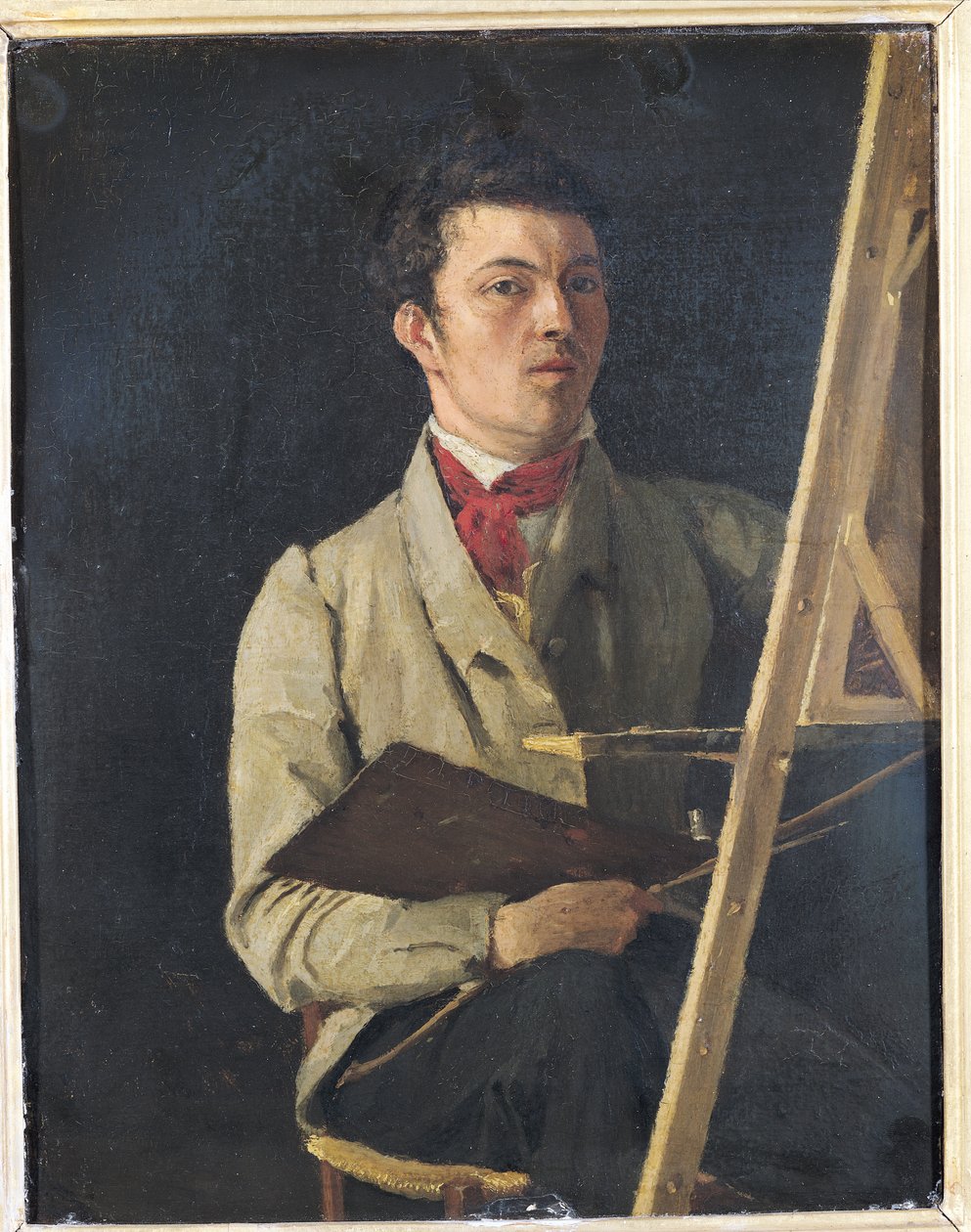 Selvportræt, siddende ved siden af et staffeli, 1825 af Jean Baptiste Camille Corot