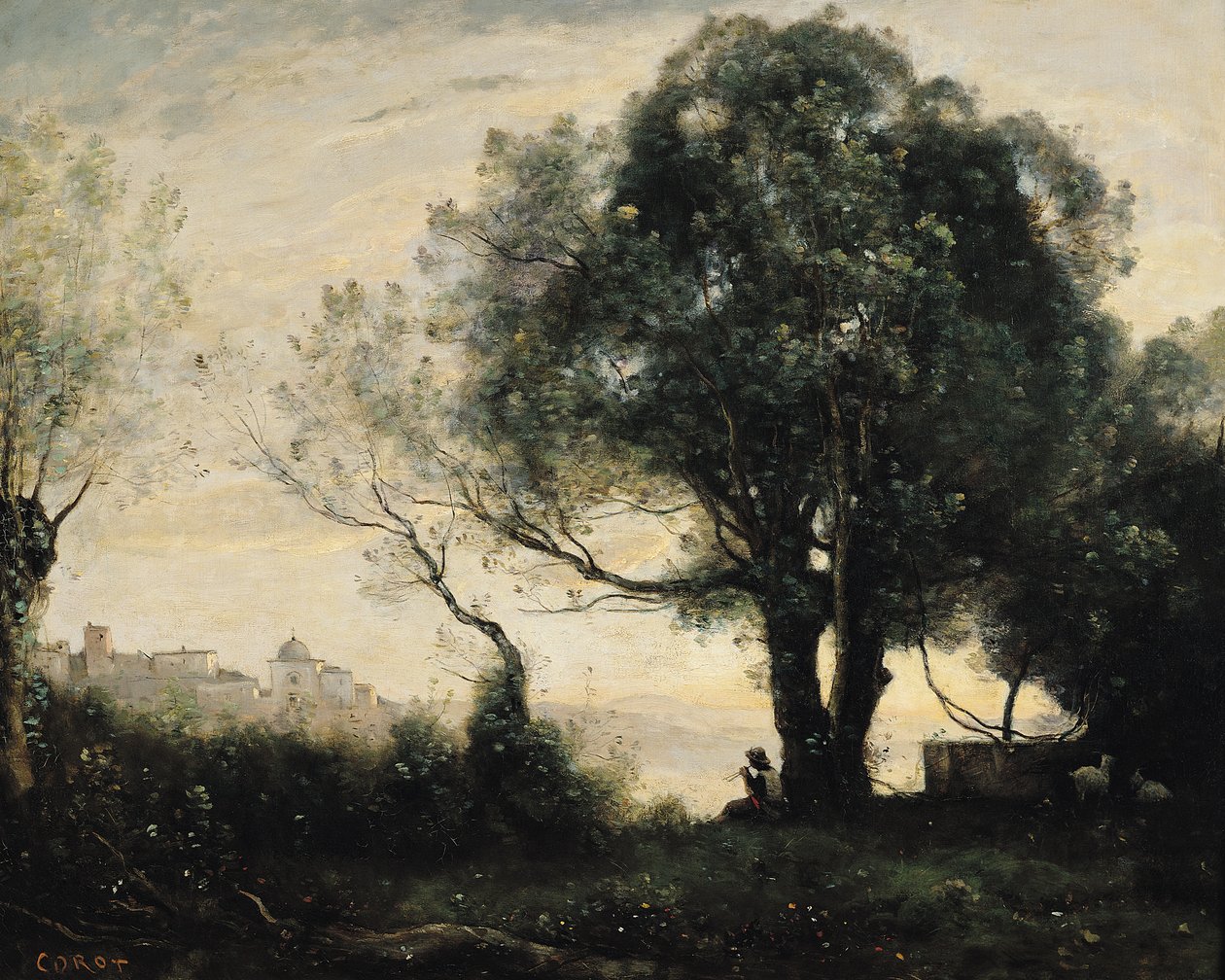 Souvenir af Castel Gandolfo af Jean Baptiste Camille Corot