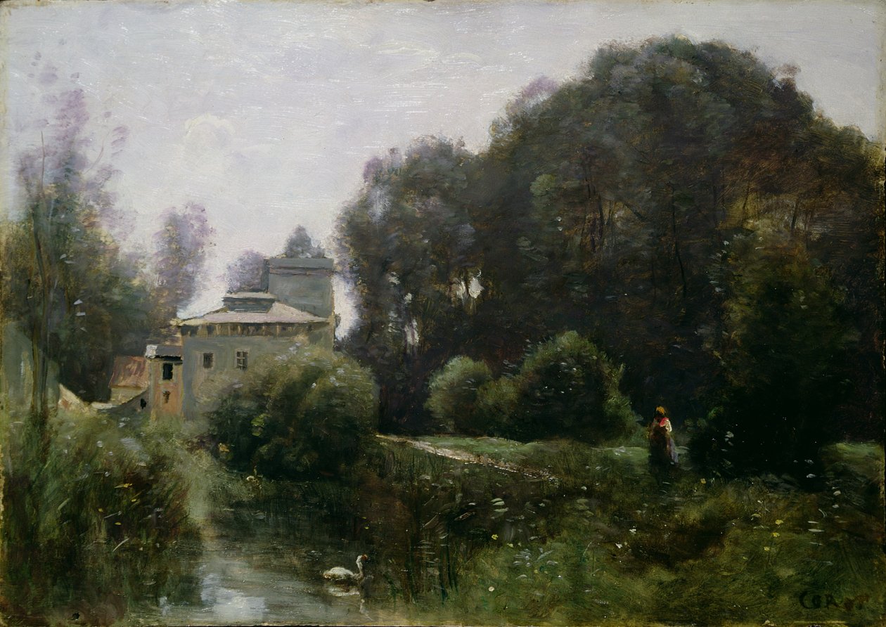 Souvenir fra Villa Borghese, 1855 (panel) af Jean Baptiste Camille Corot