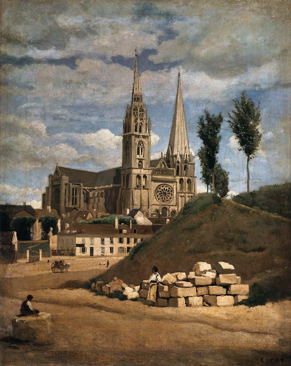 Katedralen i Chartres af Jean Baptiste Camille Corot