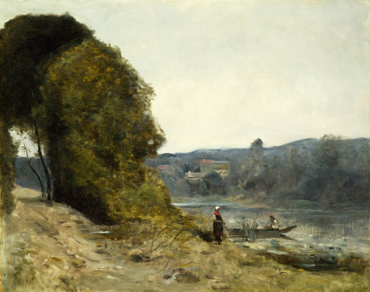 Bådmandens afgang, 1870-72 af Jean Baptiste Camille Corot
