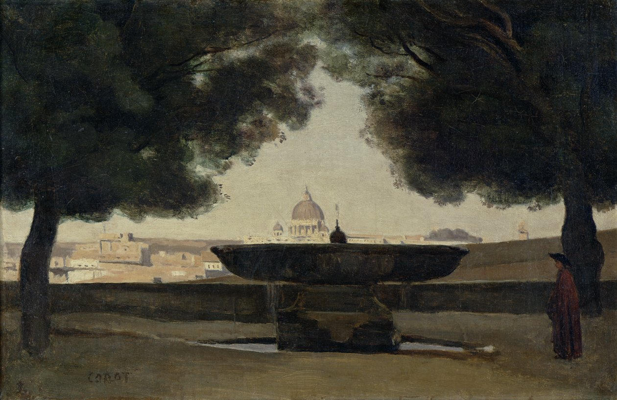 Fontænen til det franske akademi i Rom, 1826-27 af Jean Baptiste Camille Corot