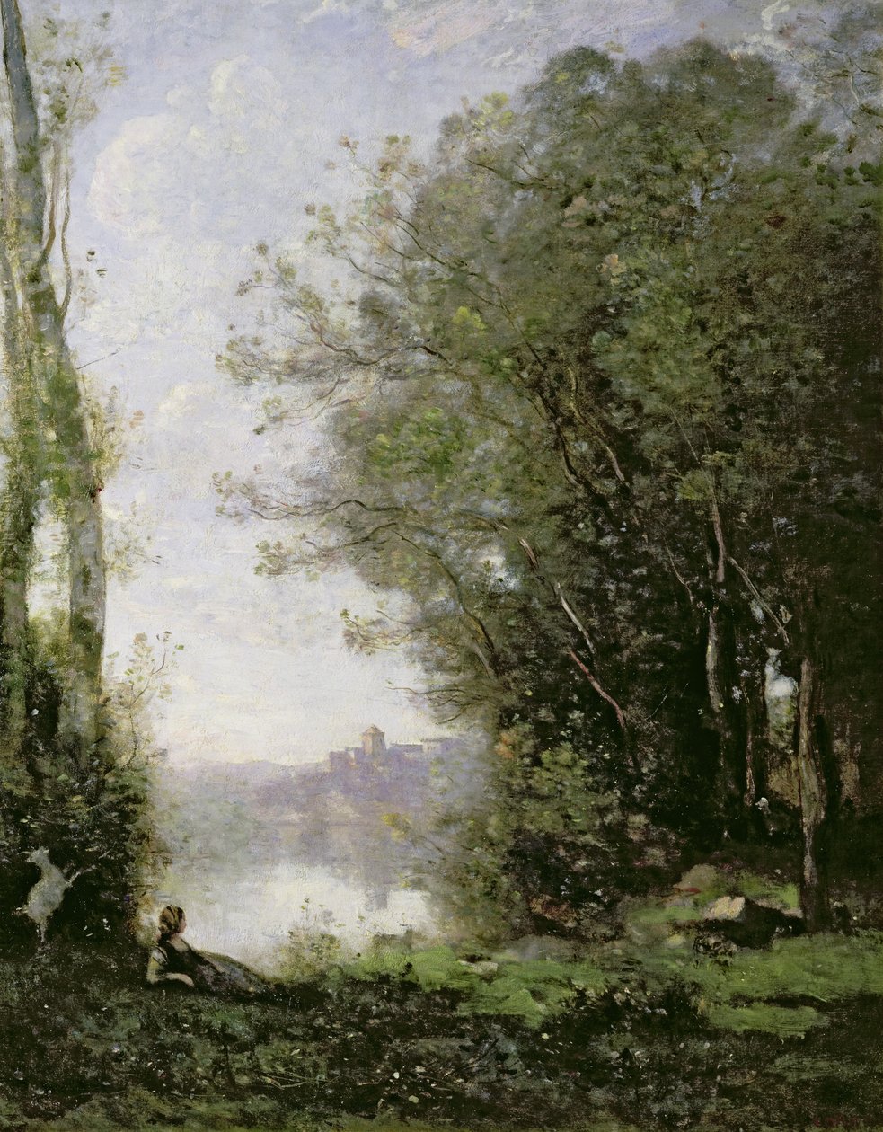 Gedehyrden ved vandet af Jean Baptiste Camille Corot