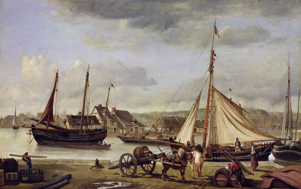 Købmandskajen i Rouen, 1834 af Jean Baptiste Camille Corot
