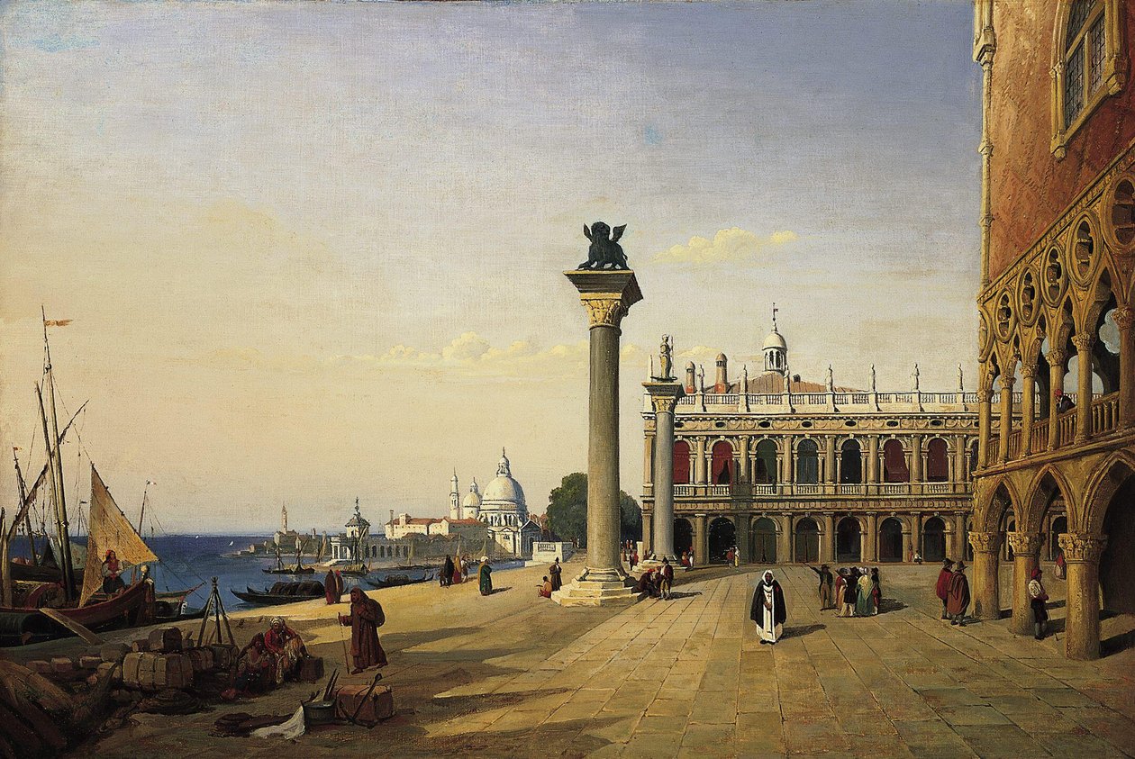 Piazzetta set fra Riva degli Schiavoni af Jean Baptiste Camille Corot