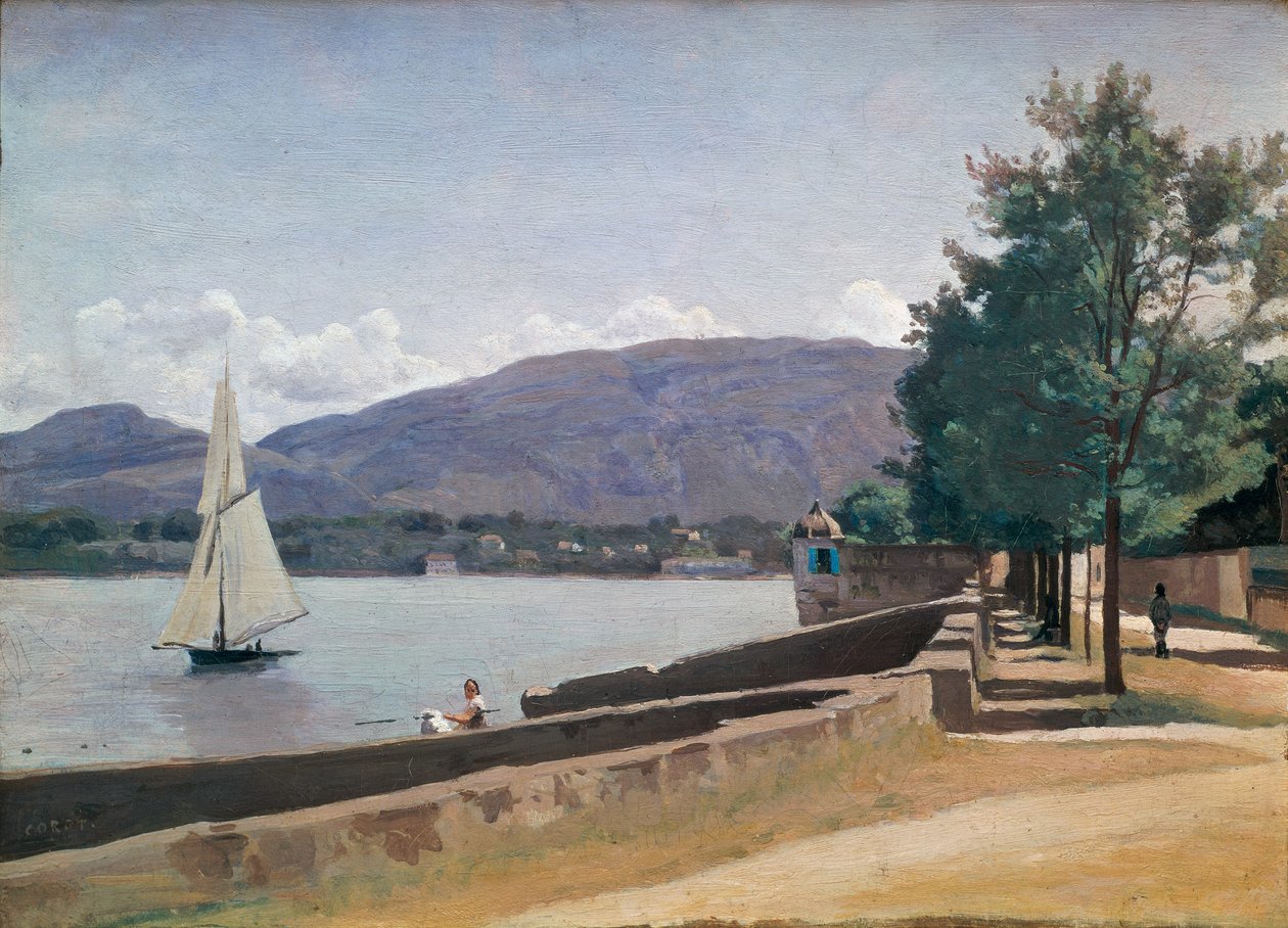 Quai des Paquis, Genève, ca. 1842 af Jean Baptiste Camille Corot