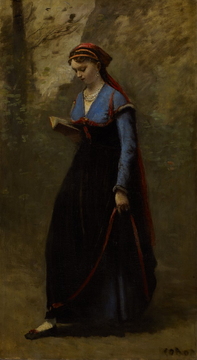 Læseren, 1868 af Jean Baptiste Camille Corot