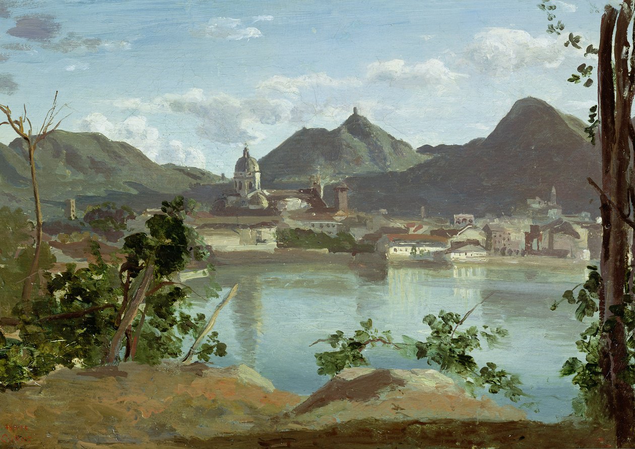Byen og Comosøen, 1834 af Jean Baptiste Camille Corot