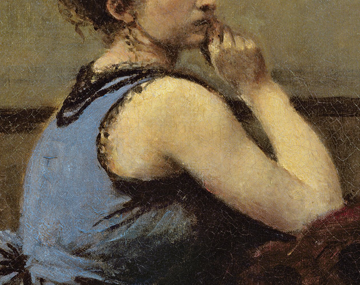 The Woman in Blue, 1874 (detalje af 82880) af Jean Baptiste Camille Corot