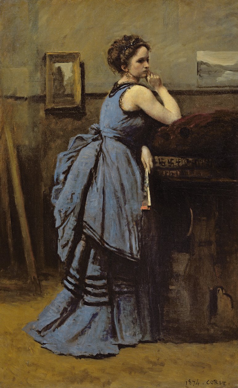 Kvinden i blåt, 1874 af Jean Baptiste Camille Corot