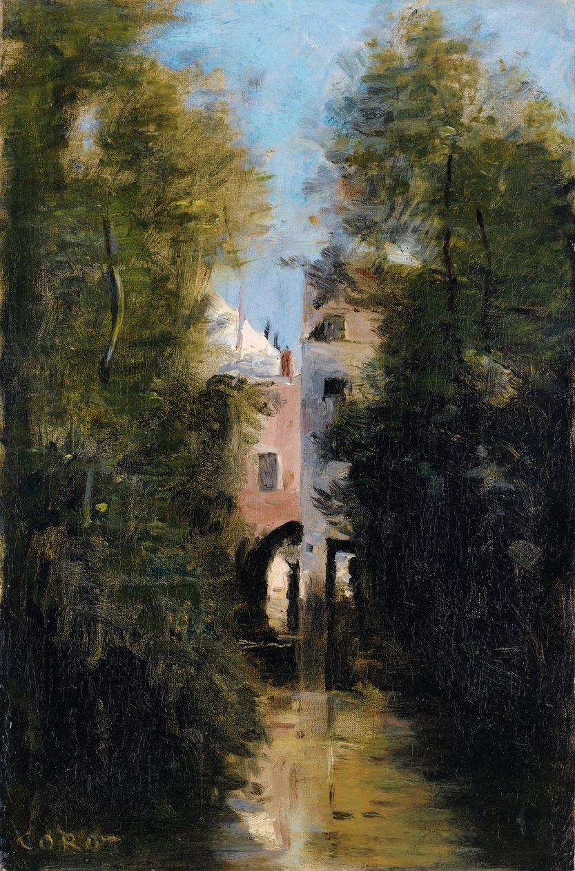 Vindmøllen ved Thérain-floden i Beauvais af Jean Baptiste Camille Corot