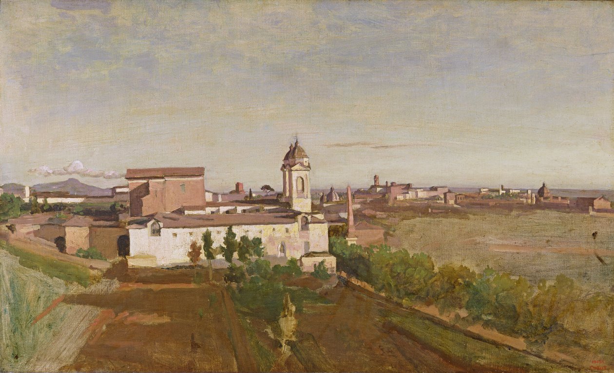 Trinita dei Monti fra Villa Medici, ca. 1830-34 af Jean Baptiste Camille Corot