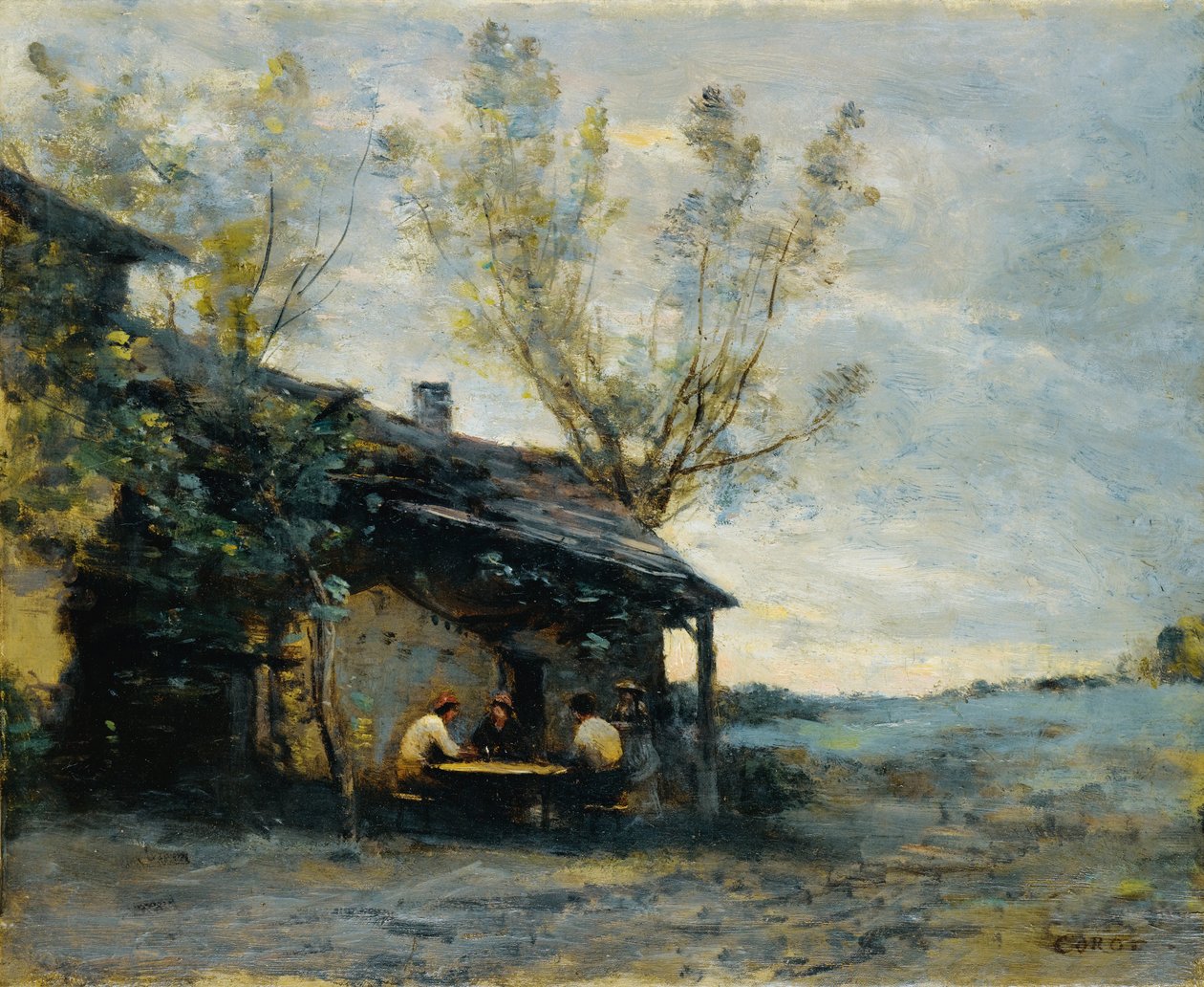 En café i Vaugirard af Jean Baptiste Camille Corot