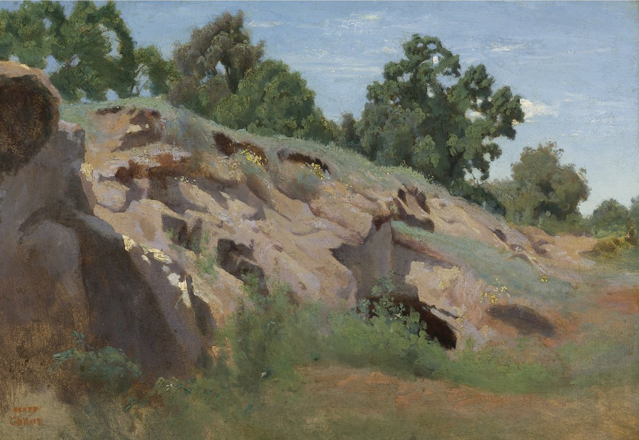 Stenet skråning af Jean Baptiste Camille Corot