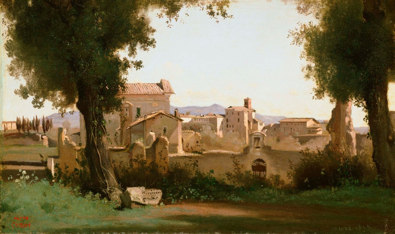 Udsigt fra Farnese Gardens, Rom af Jean Baptiste Camille Corot