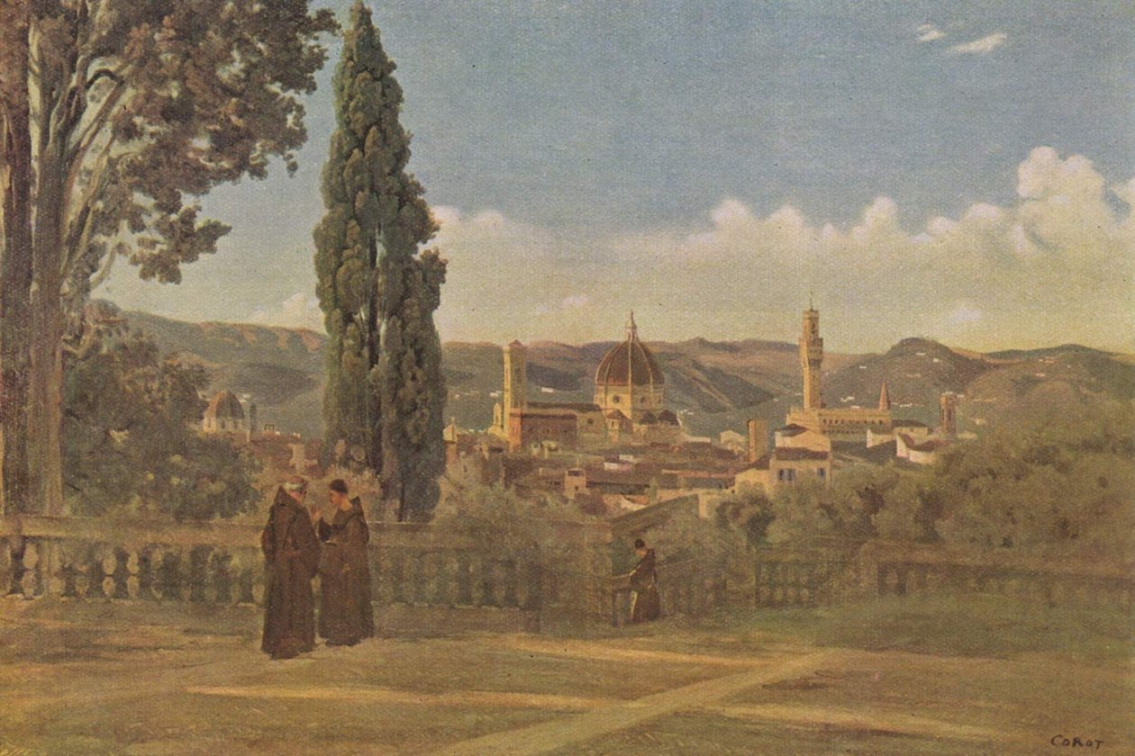 Udsigt over Firenze fra Boboli-haven af Jean Baptiste Camille Corot