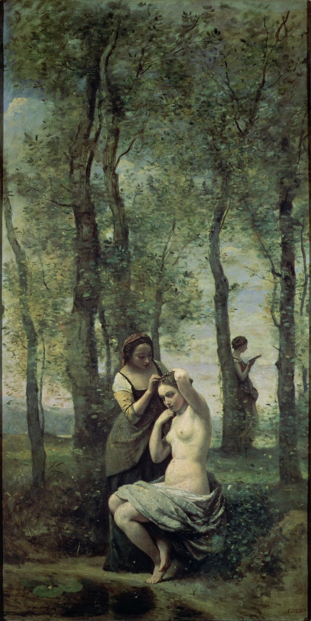 Ung kvinde ved sit toilet af Jean Baptiste Camille Corot