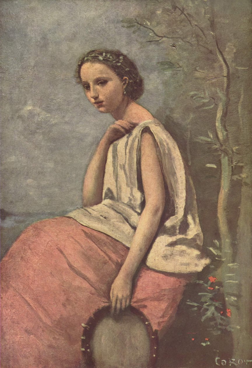 Zingara på den baskiske tromme af Jean Baptiste Camille Corot
