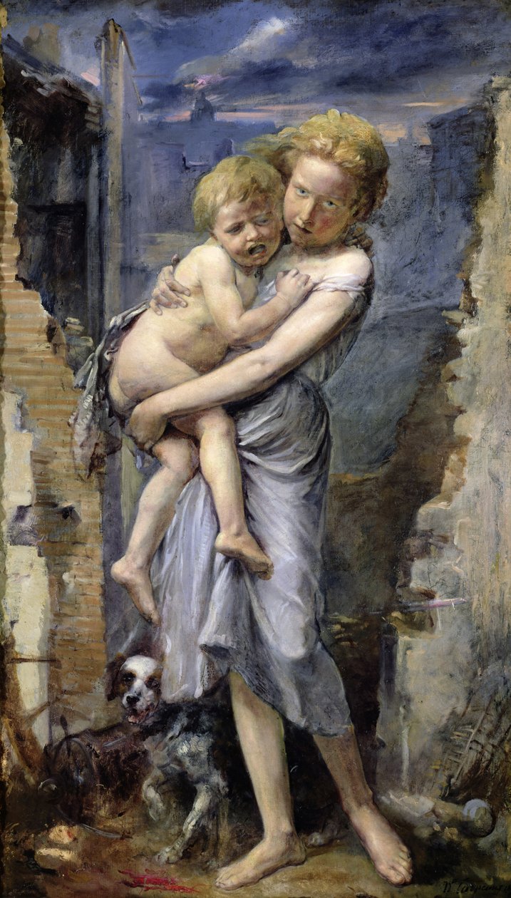 Bror og søster, to forældreløse børn fra belejringen af Paris i 1870-71 af Jean Baptiste Carpeaux