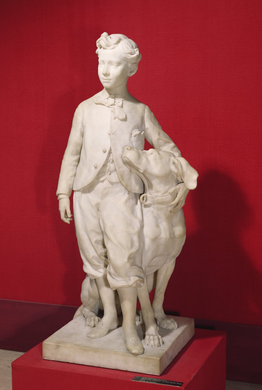 Louis-Eugene-Napoleon Bonaparte (1856-79) med sin hund, Nero, 1865 (marmor) af Jean Baptiste Carpeaux
