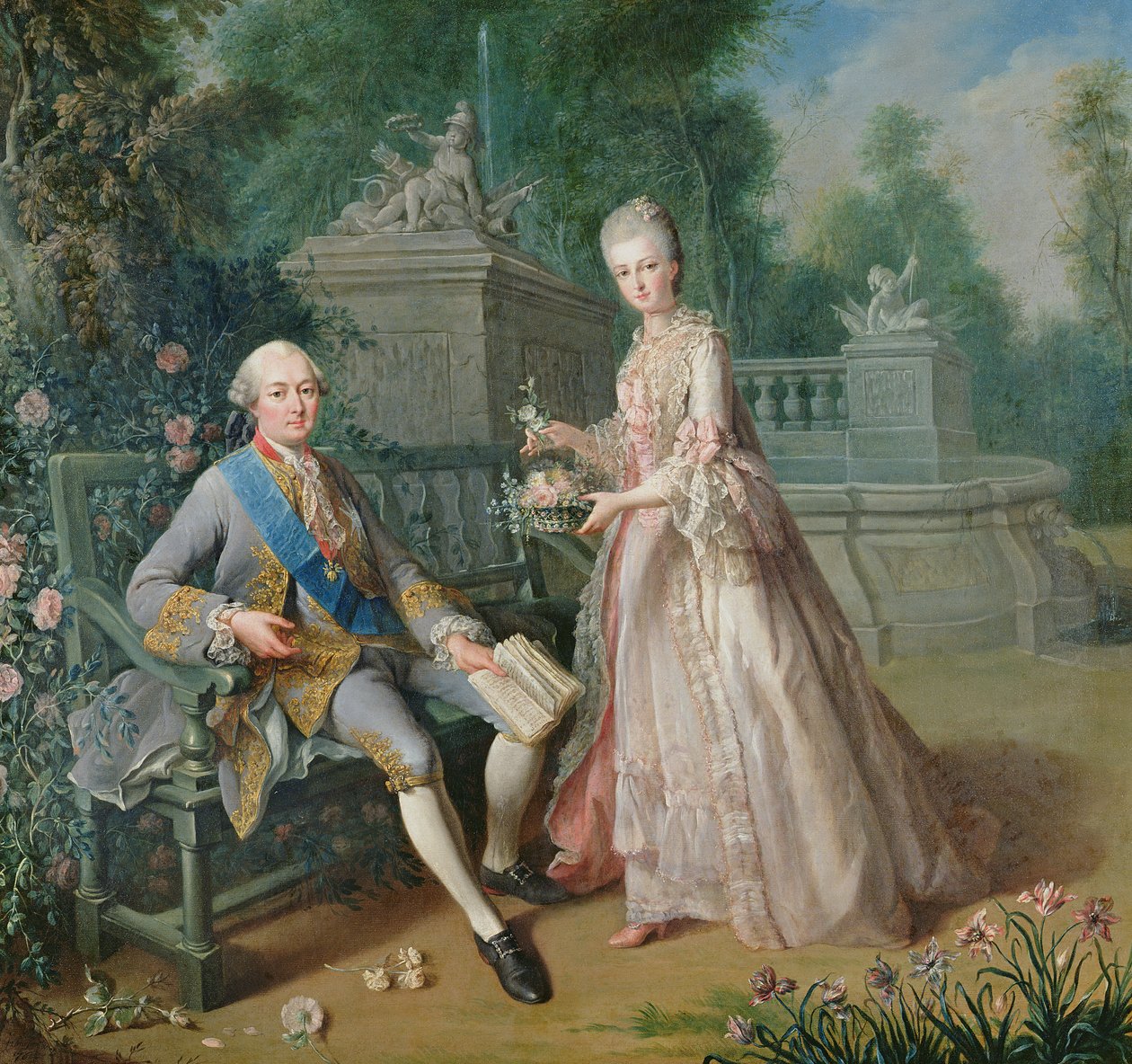 Louis Jean Marie de Bourbon, Duc de Penthievre med sin datter, Louise-Marie Adelaide af Jean Baptiste Charpentier