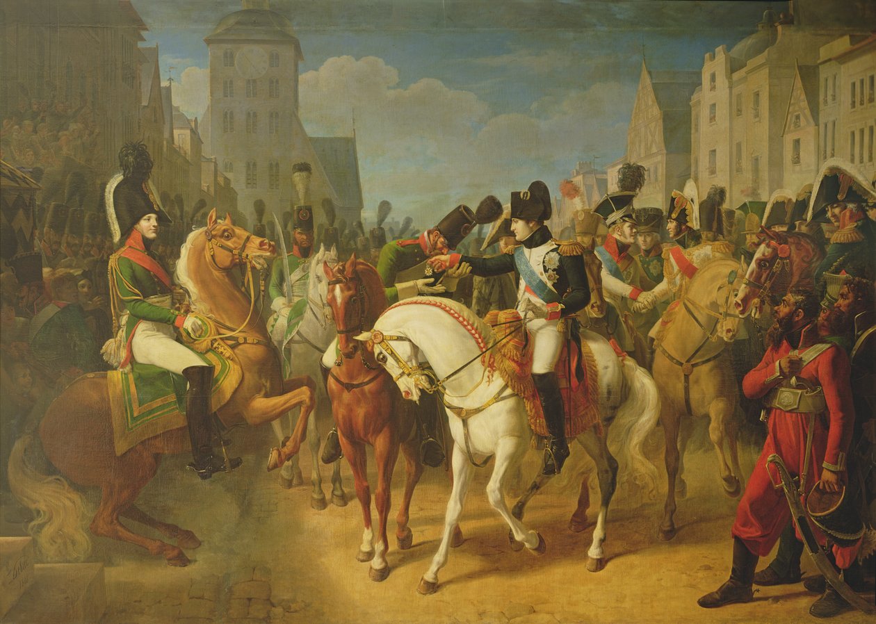 Napoleon Bonaparte (1769-1821) Udsmykning af grenader Lazareff i Tilsit, 8. juli 1807 af Jean Baptiste Debret