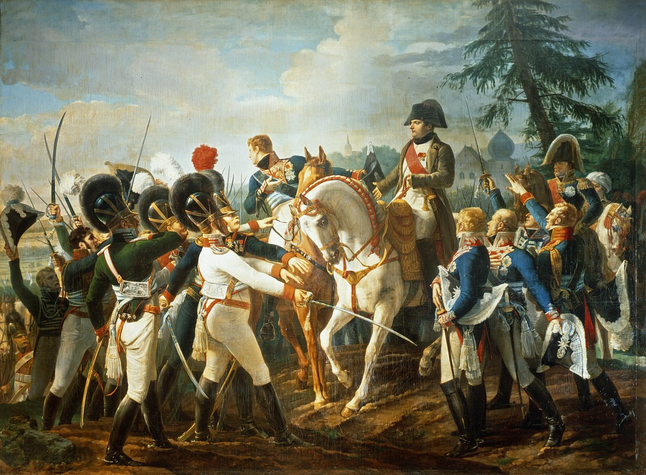 Napoleon og de bayerske og Württembergske tropper i Abensberg, 20. april 1809 af Jean Baptiste Debret