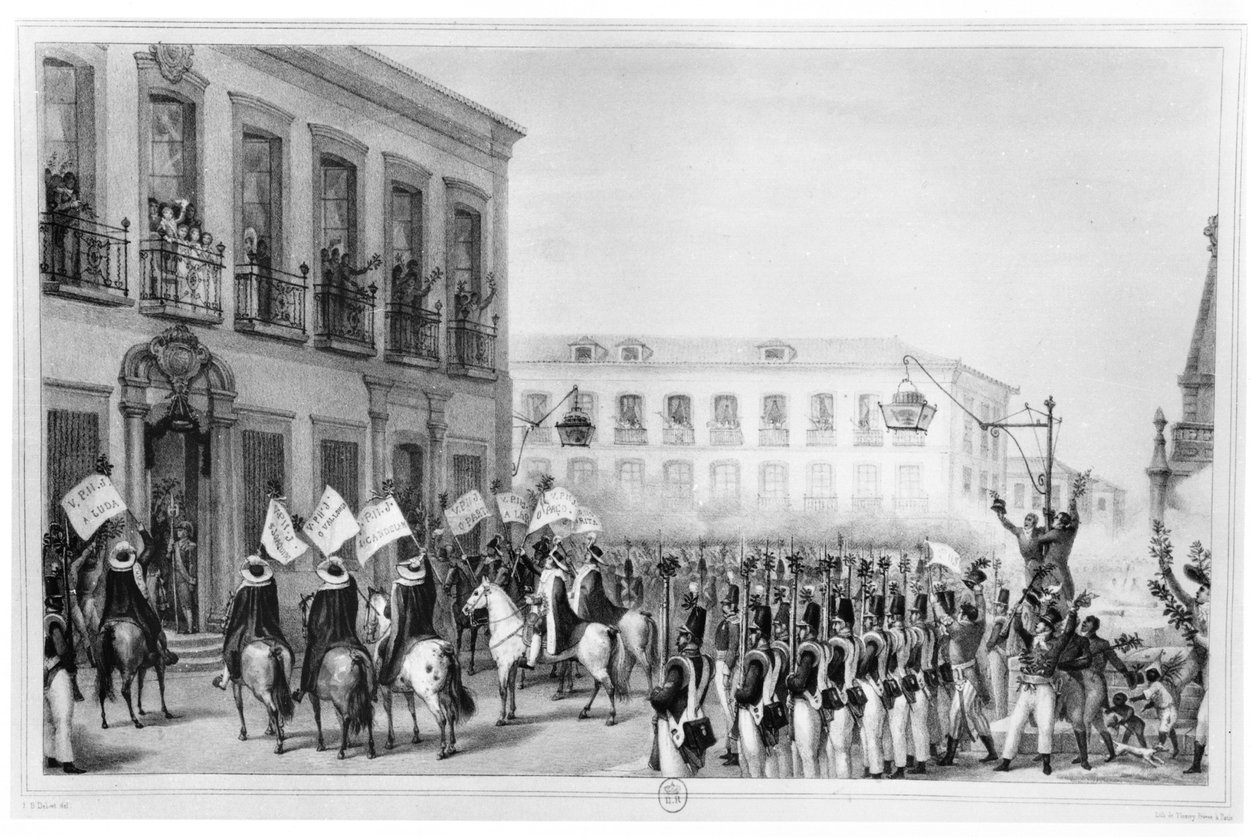 Akklamationen af ​​Pedro I (1798-1834) Kejser af Brasilien, Rio de Janeiro, 7. april 1831, illustration fra 
