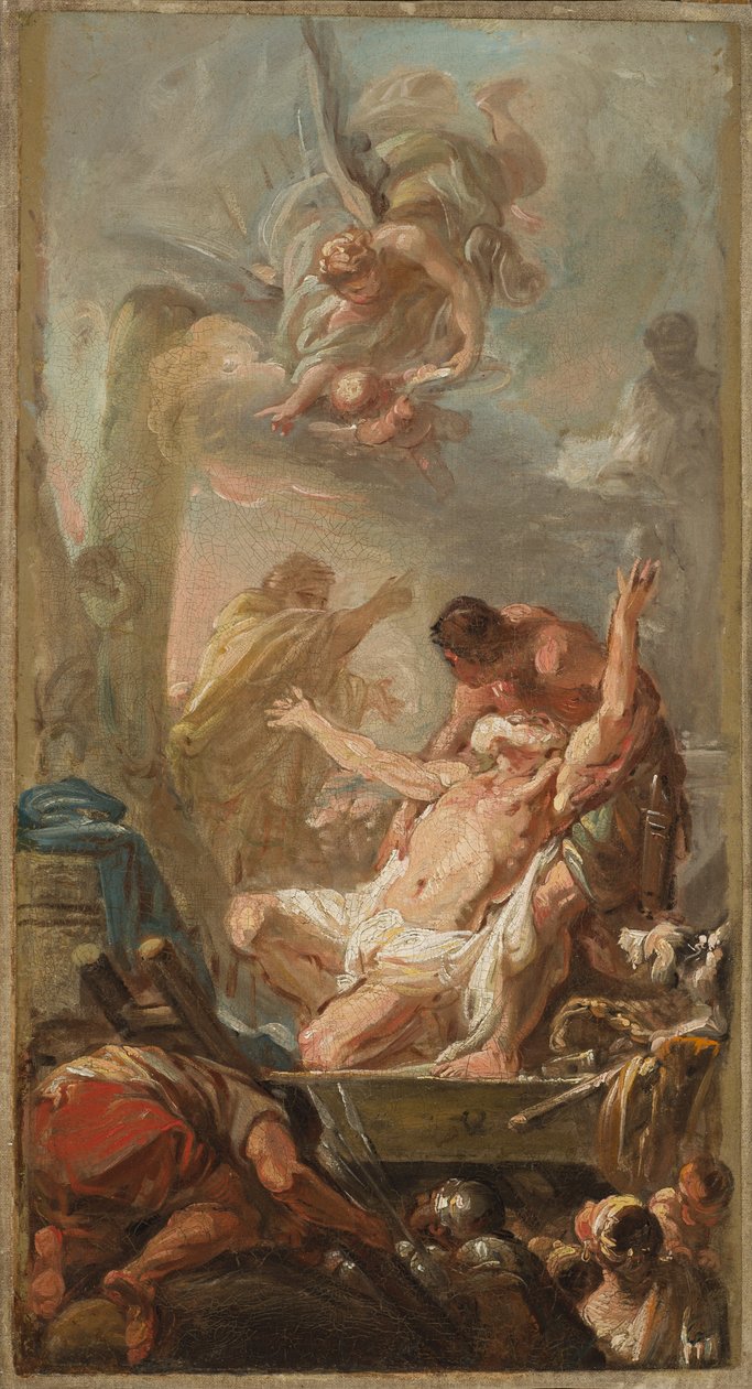Scene fra St. Andrews Martyrium, 1758 af Jean Baptiste Deshays de Colleville