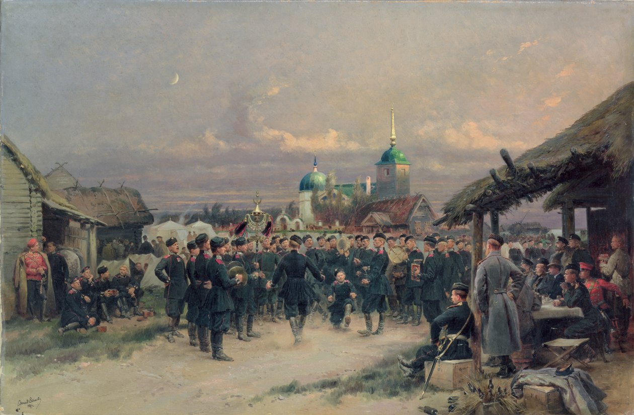 Kor fra den fjerde infanteribataljon ved Tsarskoje Selo, 1889 af Jean Baptiste Edouard Detaille